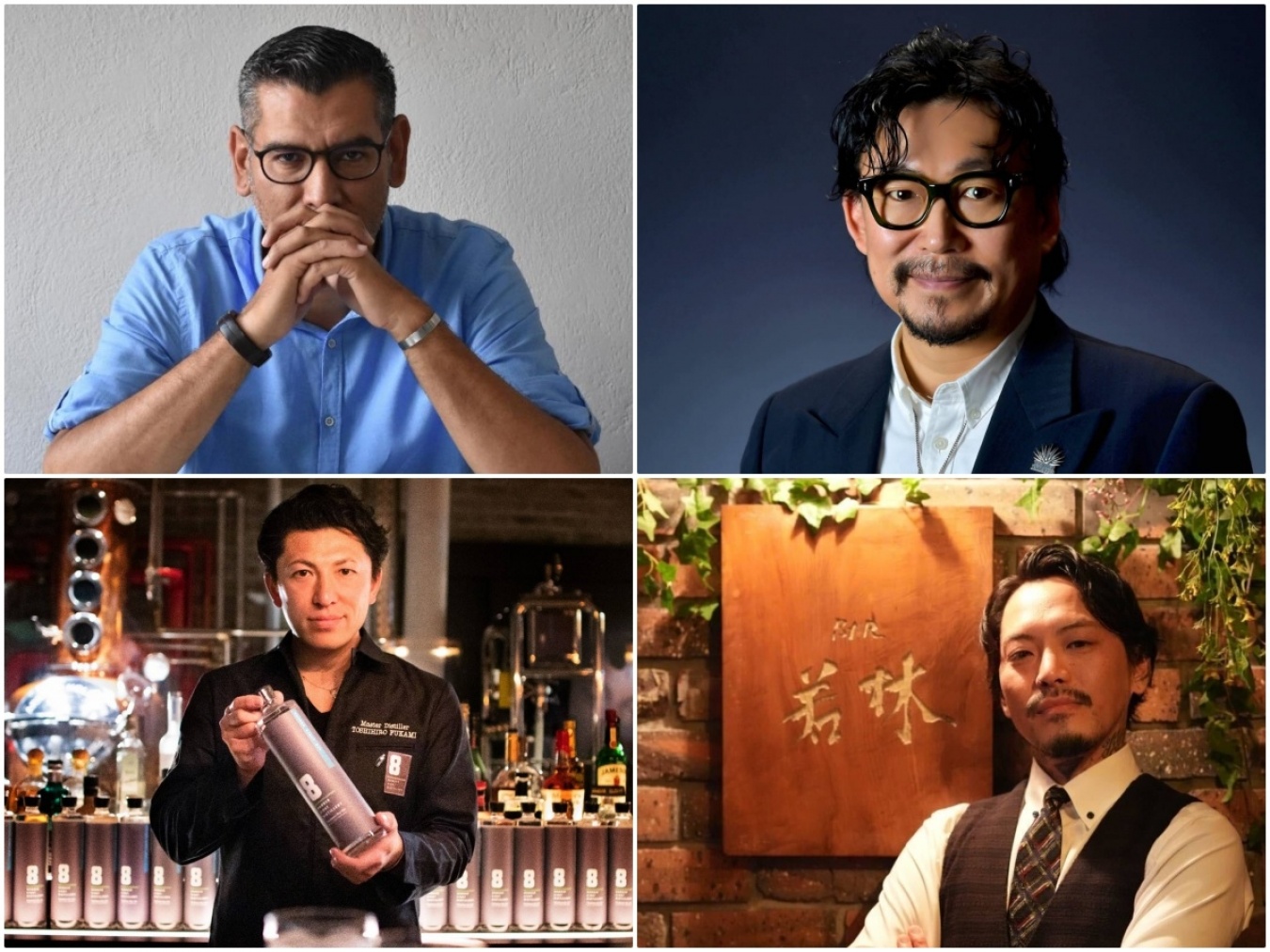 審査員を務めるみなさん。左上から時計回りに、Miguel Angelさん、林さん、若林さん、深水さん。