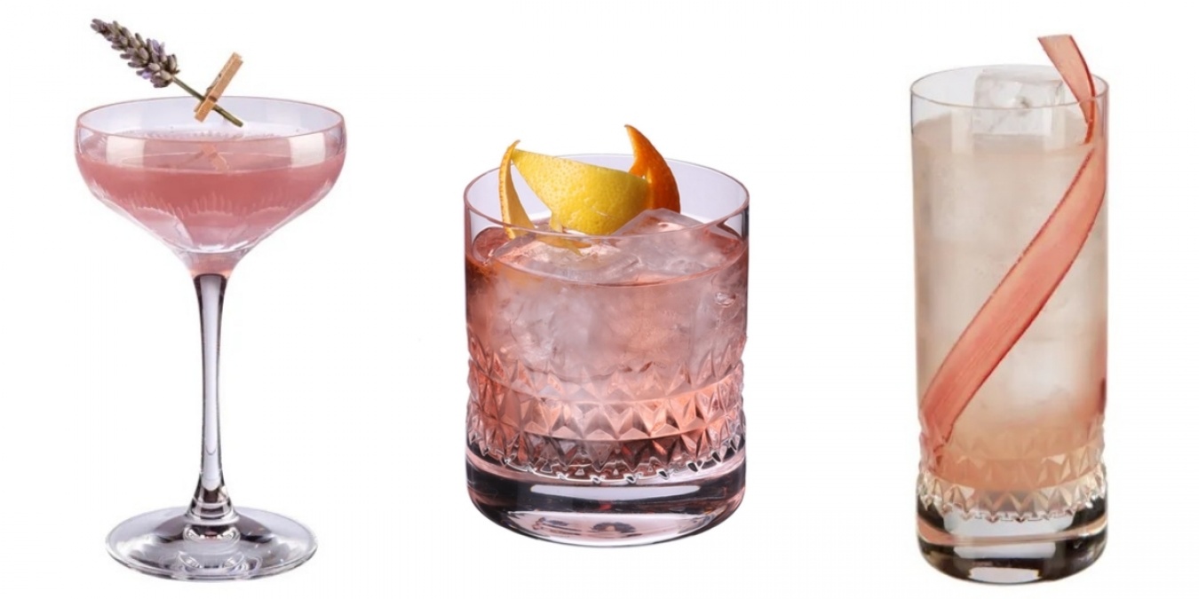 ＜左から＞Floral Daiquiri フローラル ダイキリ / Elderflower Negroni エルダーフラワーネグローニ /  Garden Sour ガーデン サワー　画像出典：https://www.diffordsguide.com/
