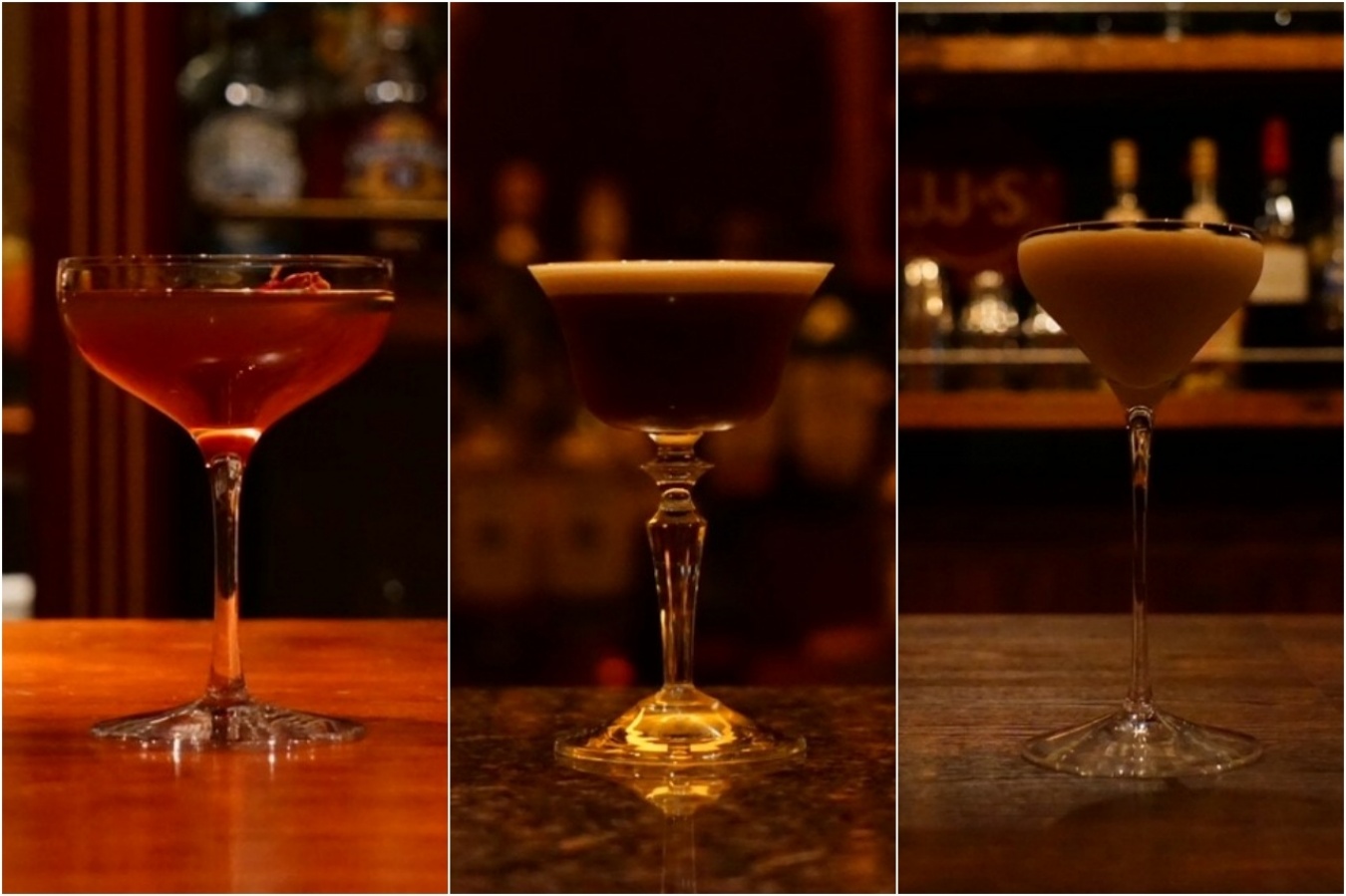 各バーが提供するコーヒーカクテル （左）Bar LIBRE　（中）Bar ORIENT EXPRESS  （右）KAZU BAR